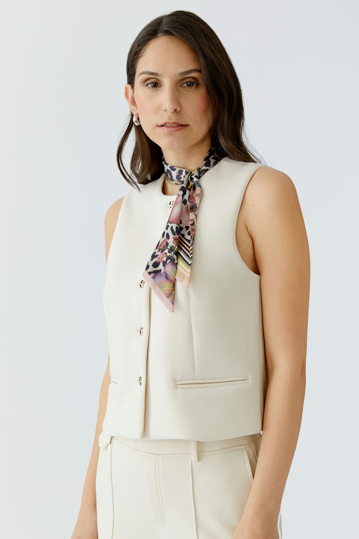 Oui Narrow Floral Print Scarf