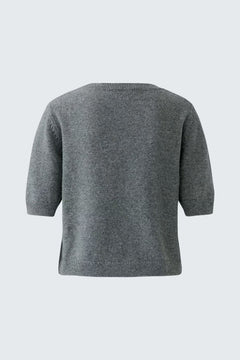 Oui Short Sleeve Sweater With Denim Pockets