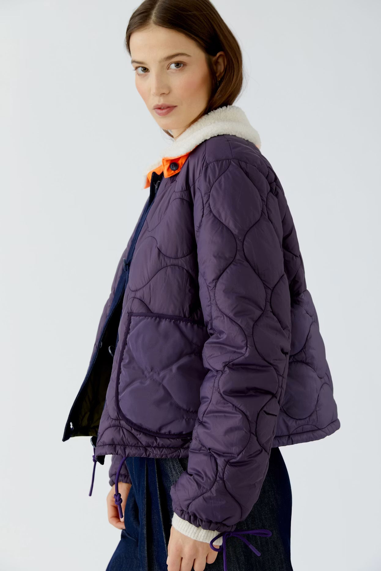 Oui Reversible Quilted Jacket With Collar