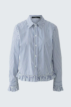 Oui Ruffle Bottom Striped Blouse
