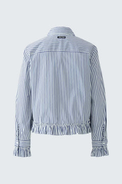 Oui Ruffle Bottom Striped Blouse
