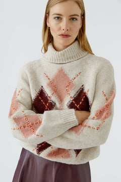 Oui Argyle Turtleneck