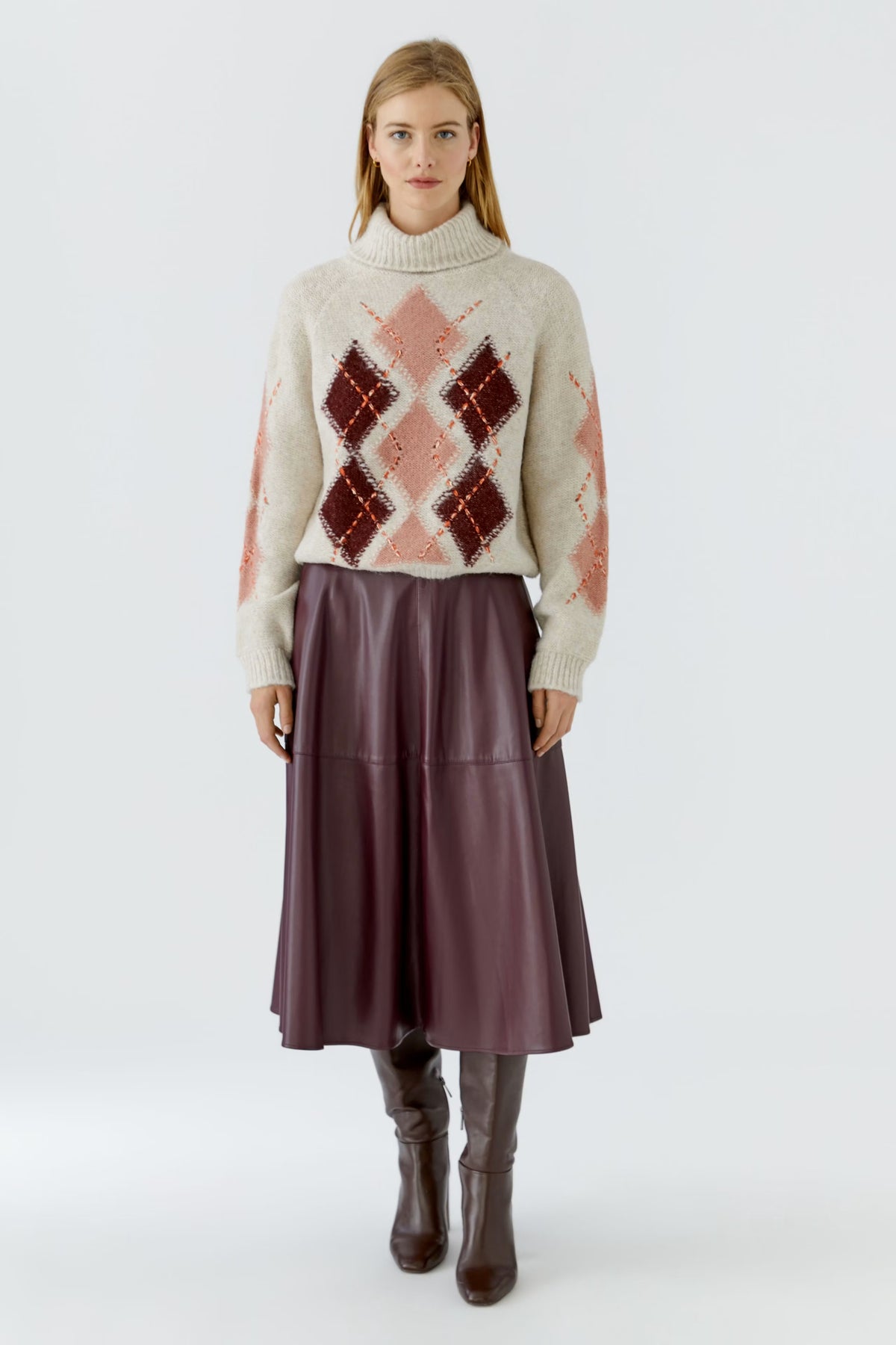 Oui Argyle Turtleneck