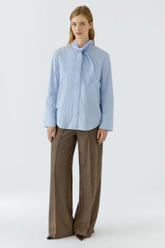 Oui Striped Blouse With Bow Tie