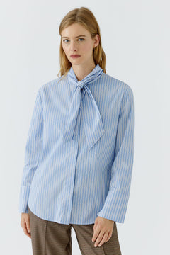Oui Striped Blouse With Bow Tie