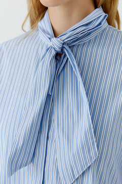 Oui Striped Blouse With Bow Tie