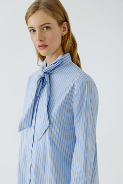 Oui Striped Blouse With Bow Tie