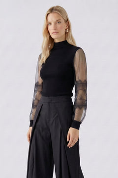 Oui Lace Sleeve Sweater