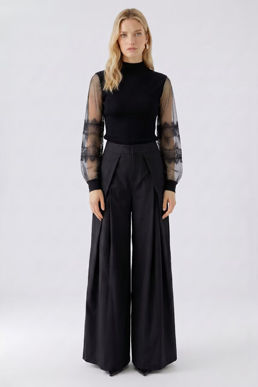 Oui Lace Sleeve Sweater