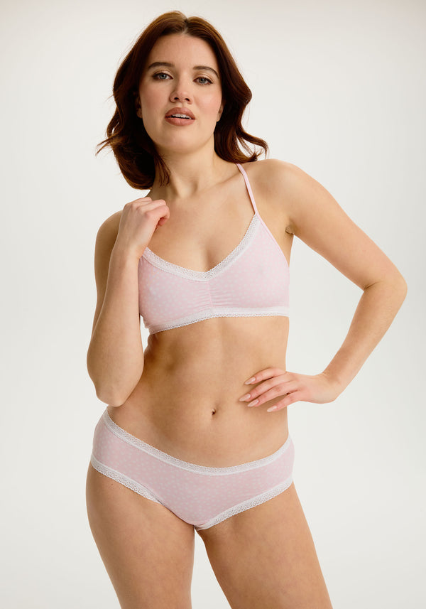 Lace Trim Microfibre  Seamless Hipster (Candy Hearts)