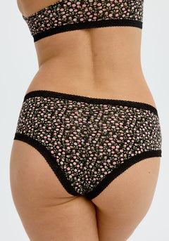 Lace Trim Microfibre  Seamless Hipster (Midnight Bloom)