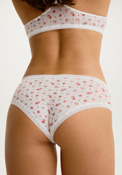 Lace Trim Microfibre  Seamless Hipster (Red Rose)
