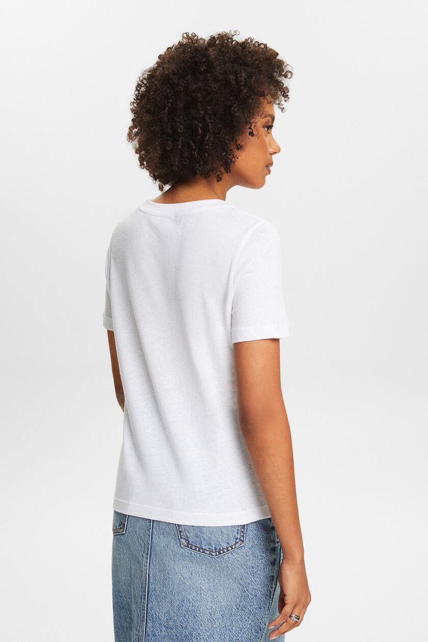 Esprit Cotton Linen Crew Neck T-Shirt