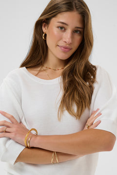 Cream Sillar Knit Short Sleeve Pullover