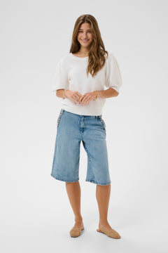 Cream Sillar Knit Short Sleeve Pullover