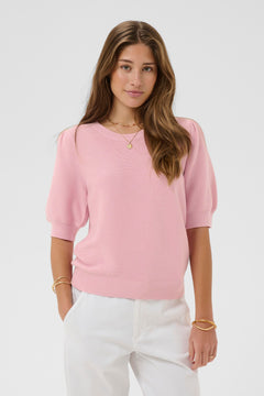 Cream Sillar Knit Short Sleeve Pullover