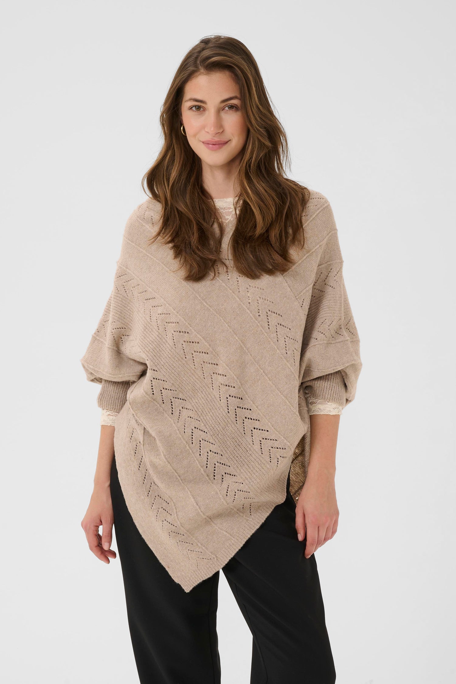 Cream Holiday Poncho
