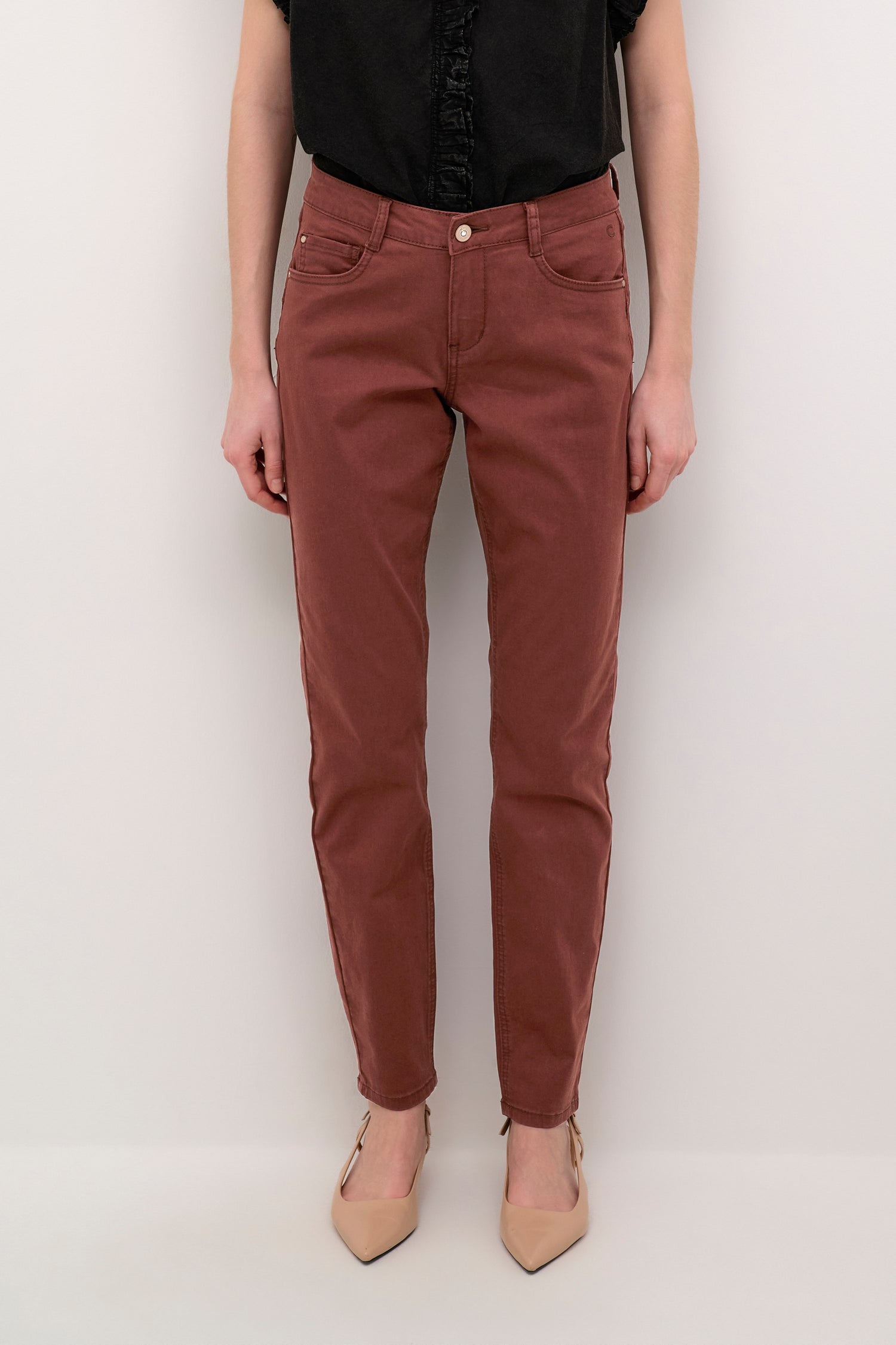 Cream Ann Twill Pant- Coco Fit