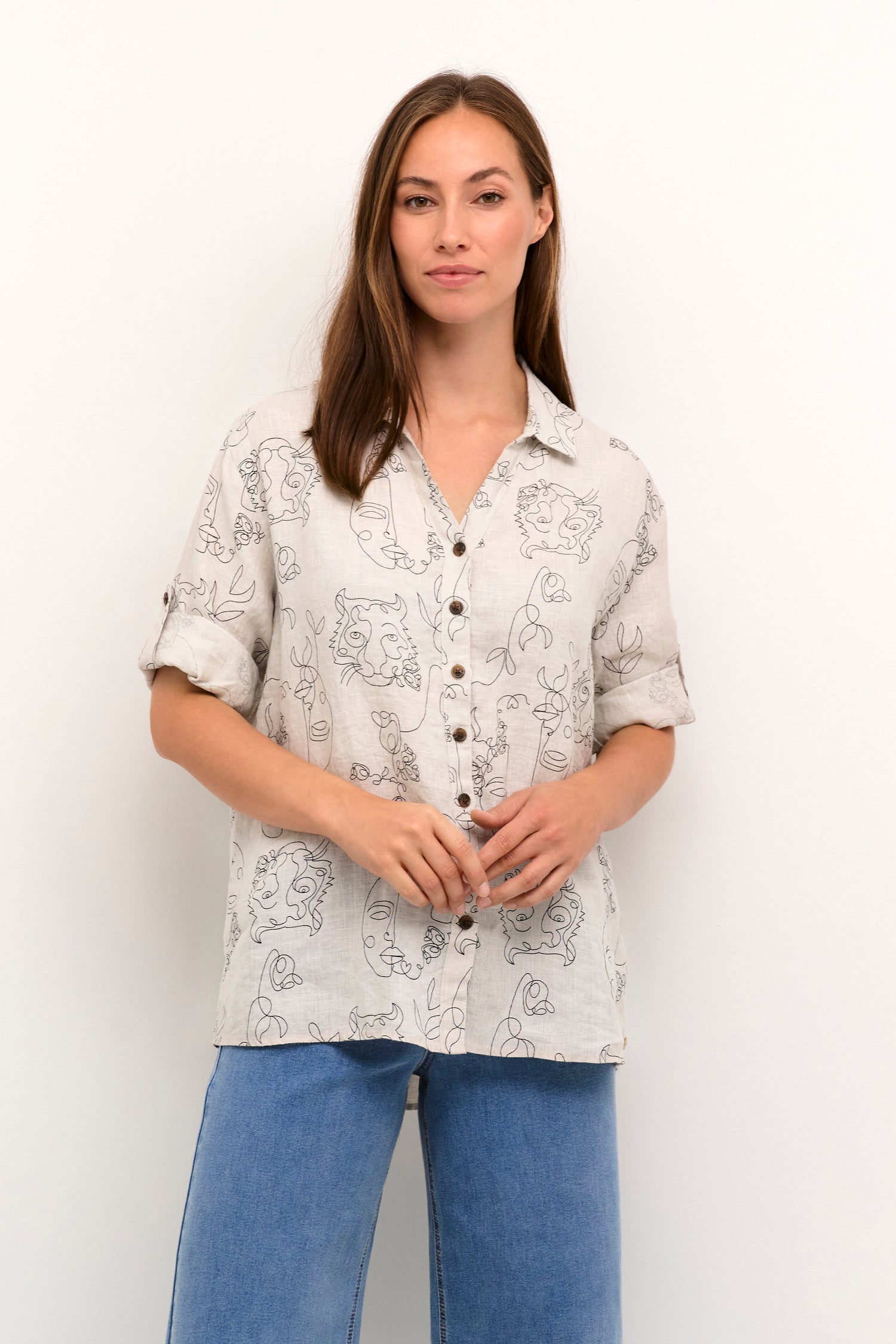 Cream Bellis Linen Shirt