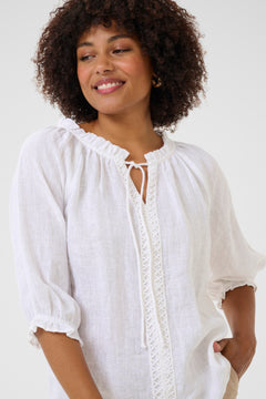 Cream Bellis Linen Blouse