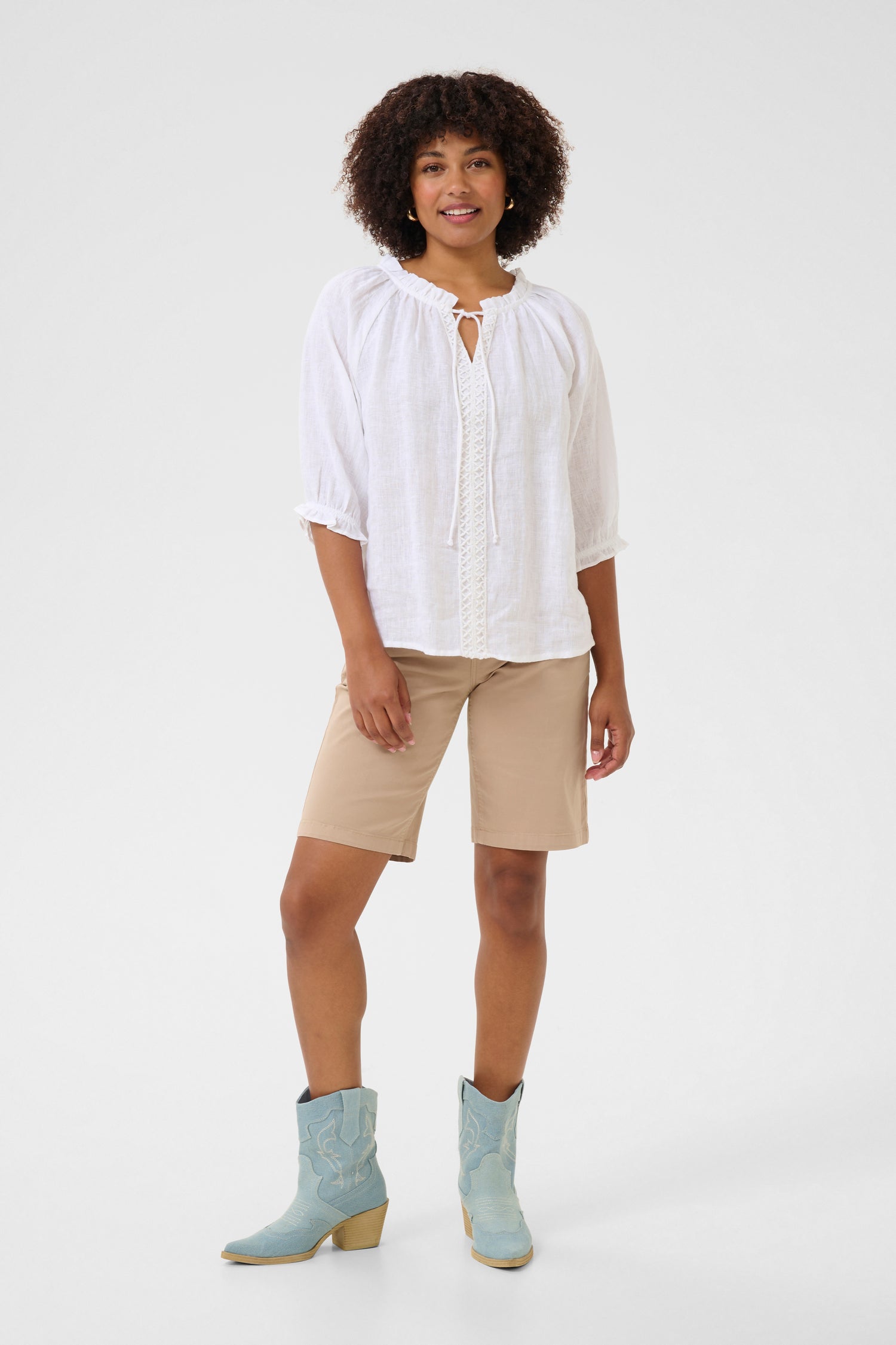 Cream Bellis Linen Blouse