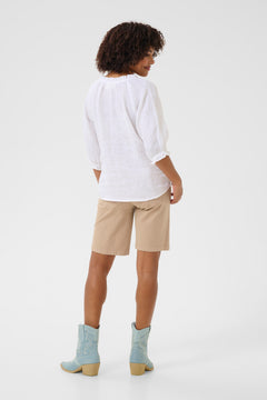 Cream Bellis Linen Blouse
