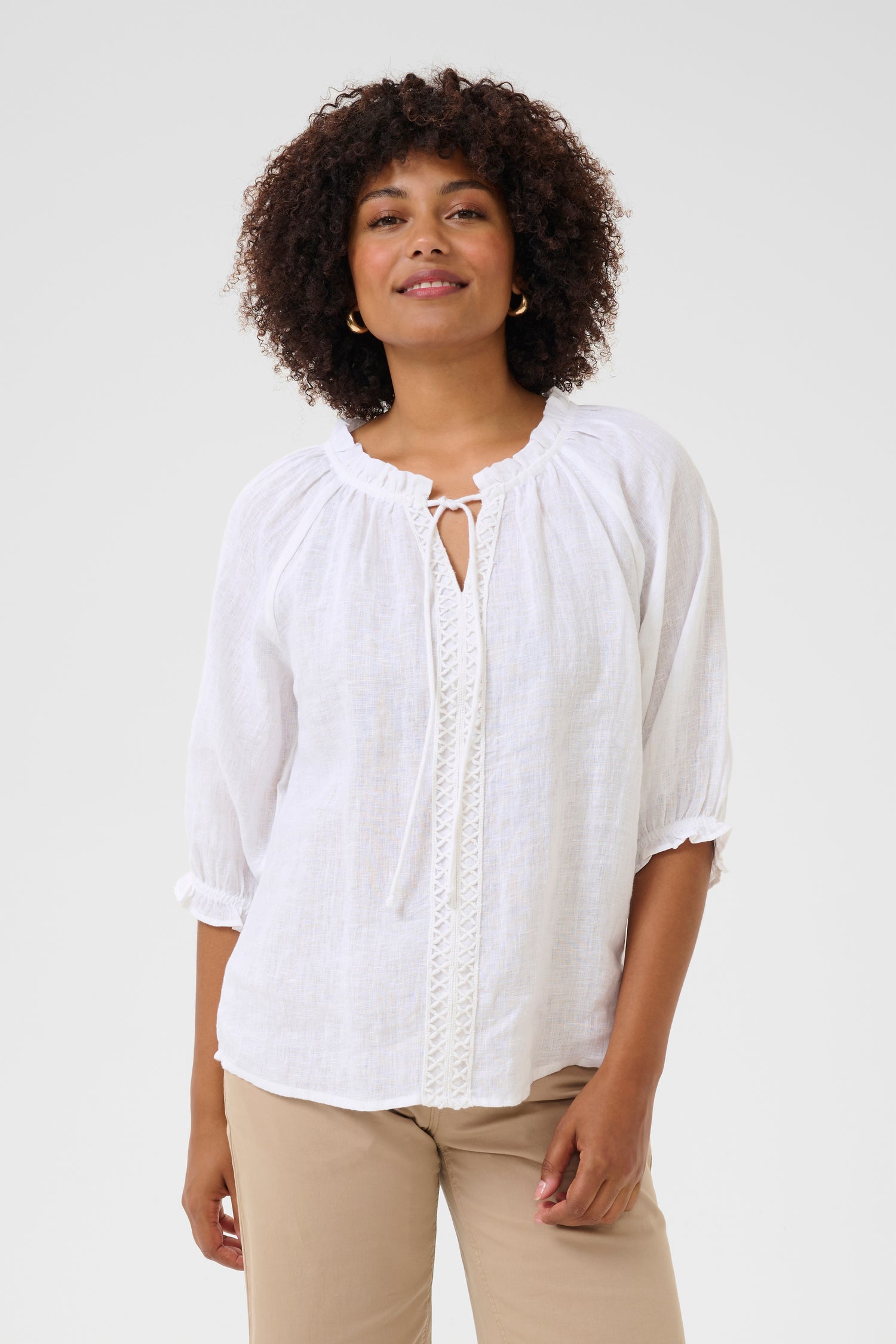 Cream Bellis Linen Blouse