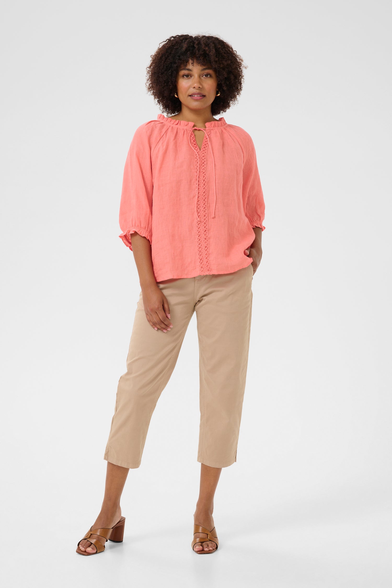 Cream Bellis Linen Blouse