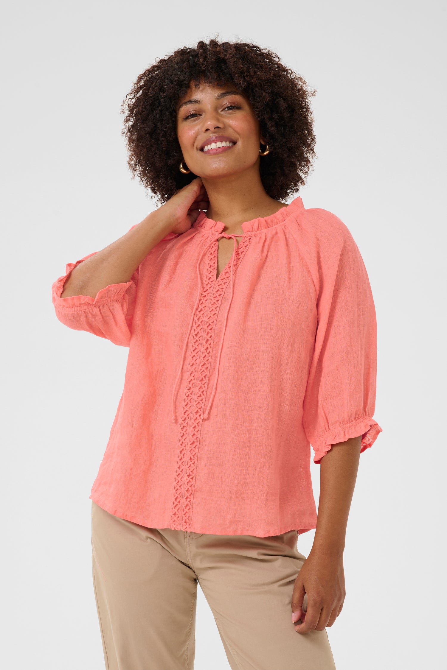Cream Bellis Linen Blouse