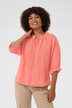 Cream Bellis Linen Blouse
