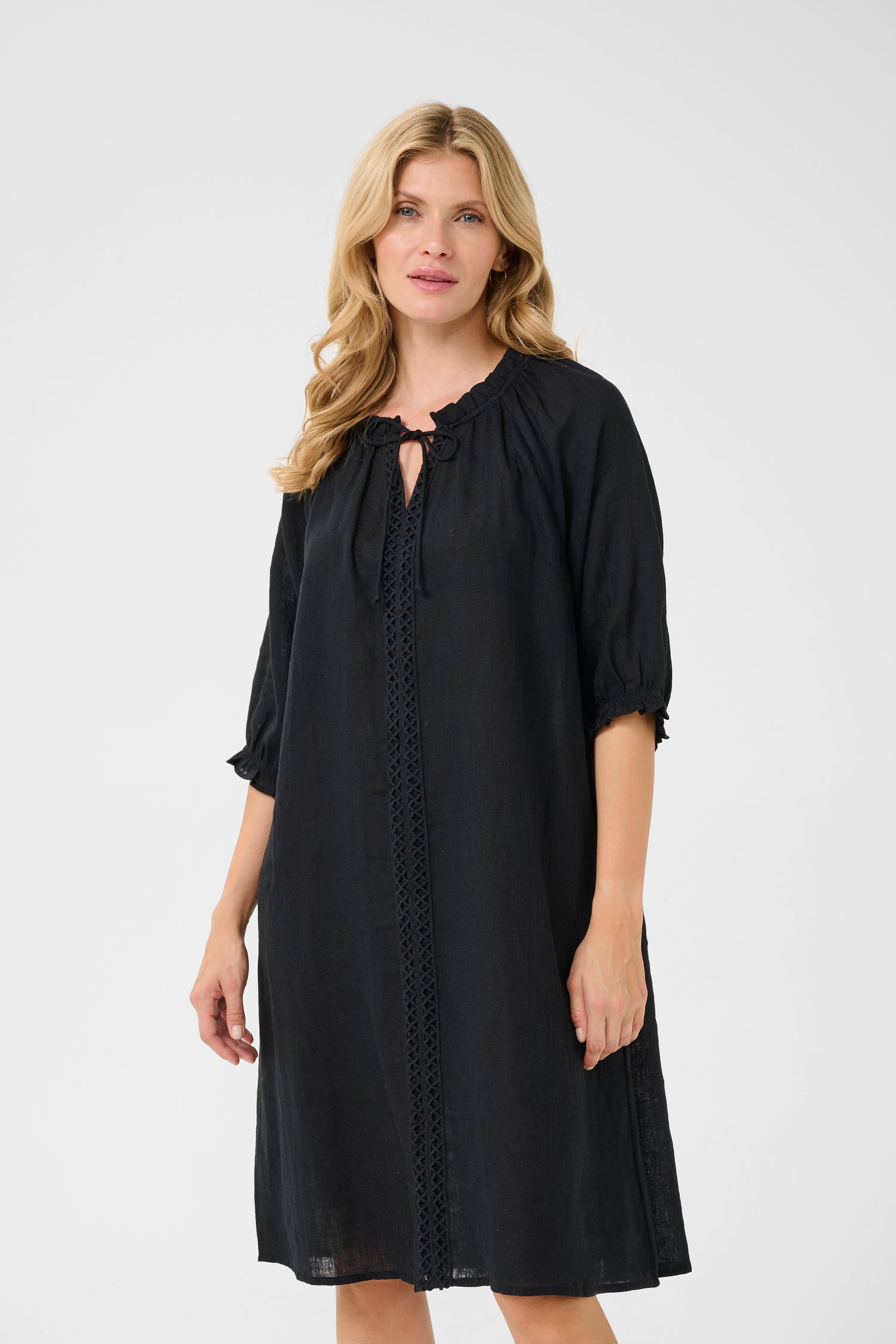 Cream Bellis Linen Dress