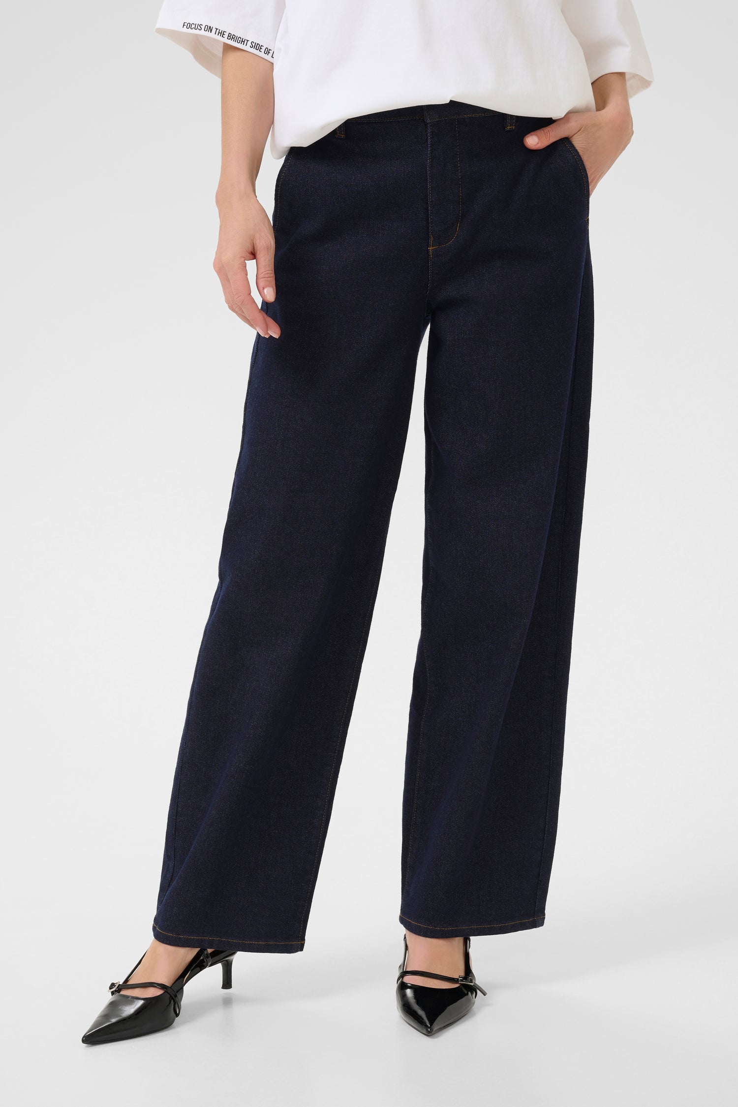 Cream Visti Straight Leg Denim Trouser