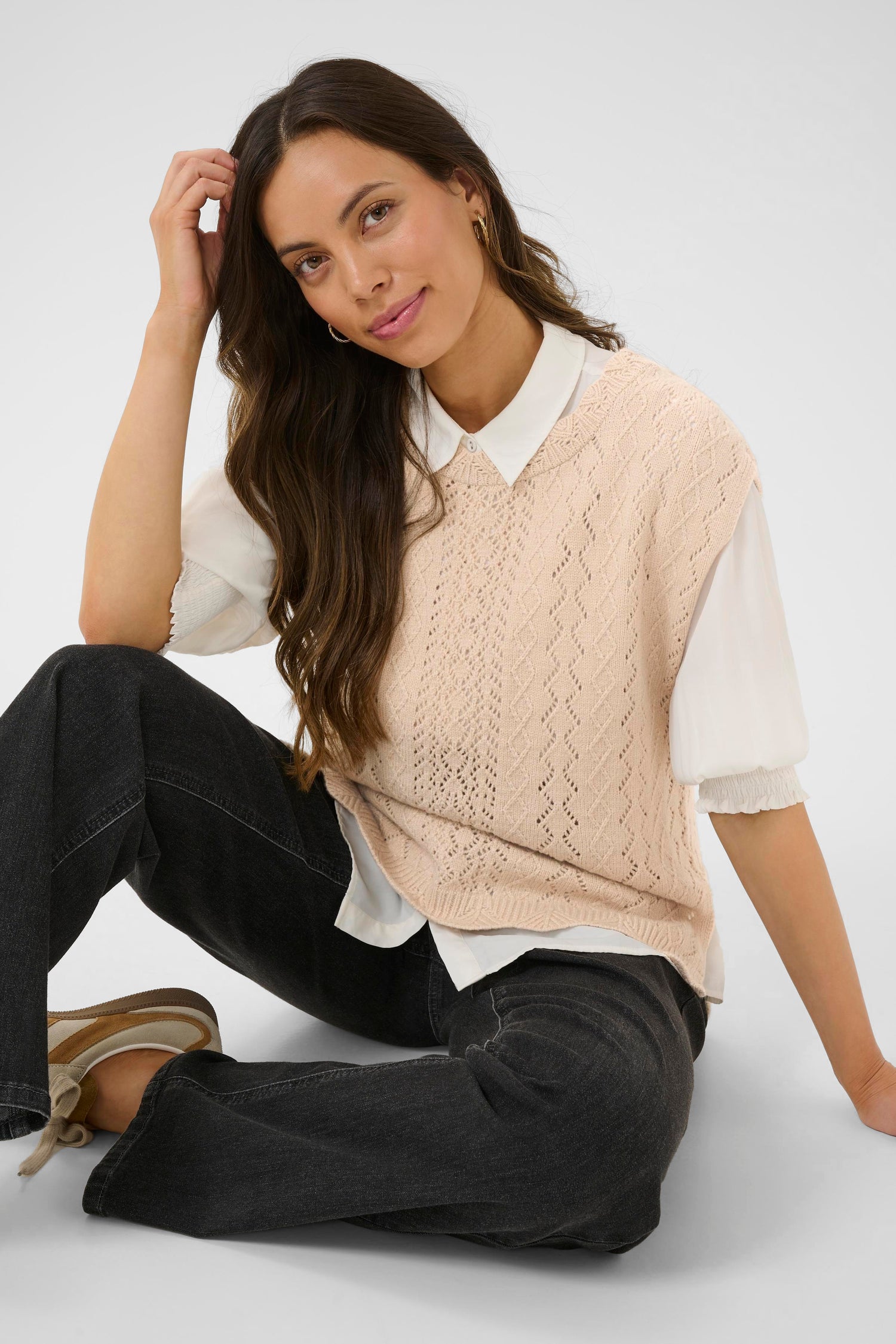Cream Gattie Knit Vest