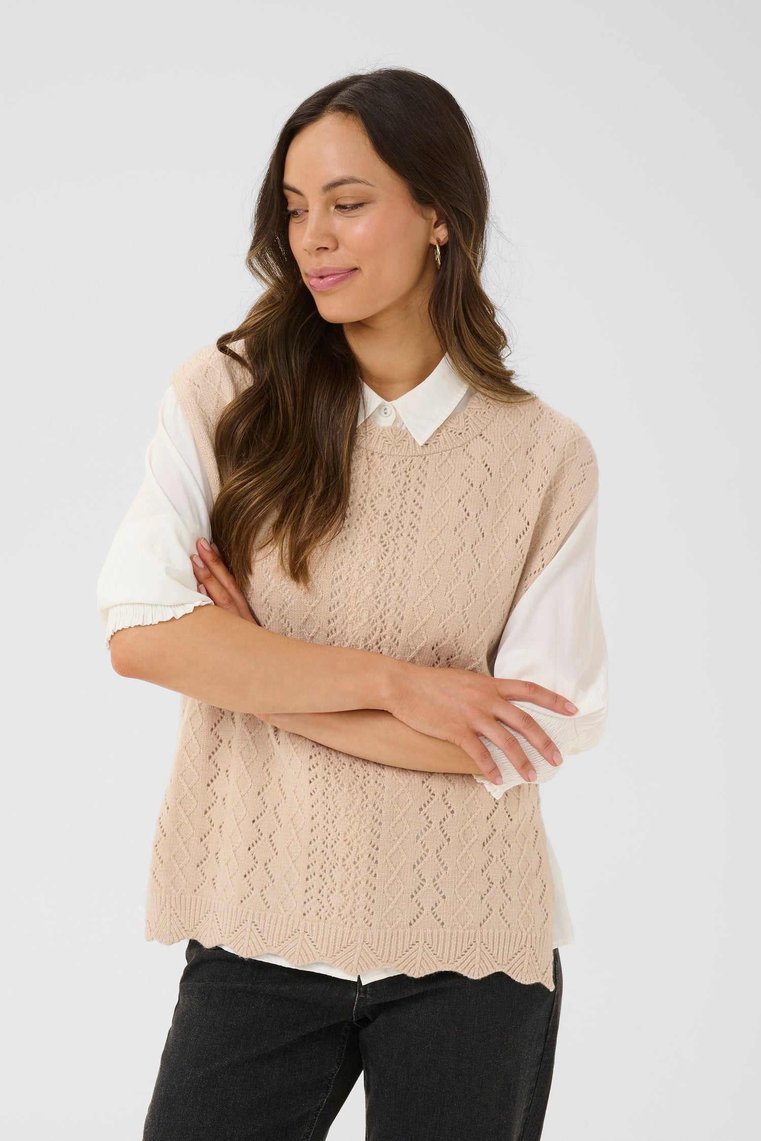 Cream Gattie Knit Vest