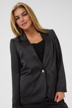 Cream Cocamia Satin Blazer (Pitch Black)