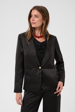 Cream Cocamia Satin Blazer (Pitch Black)