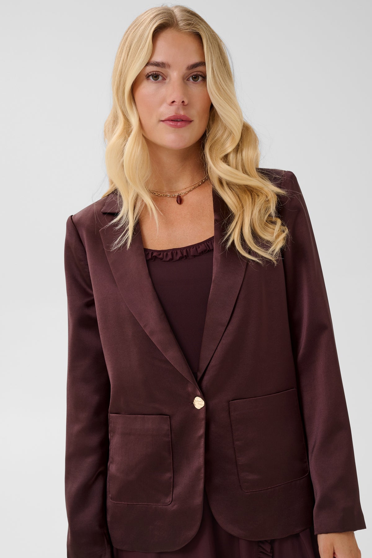 Cream Cocamia Satin Blazer (Fudge)