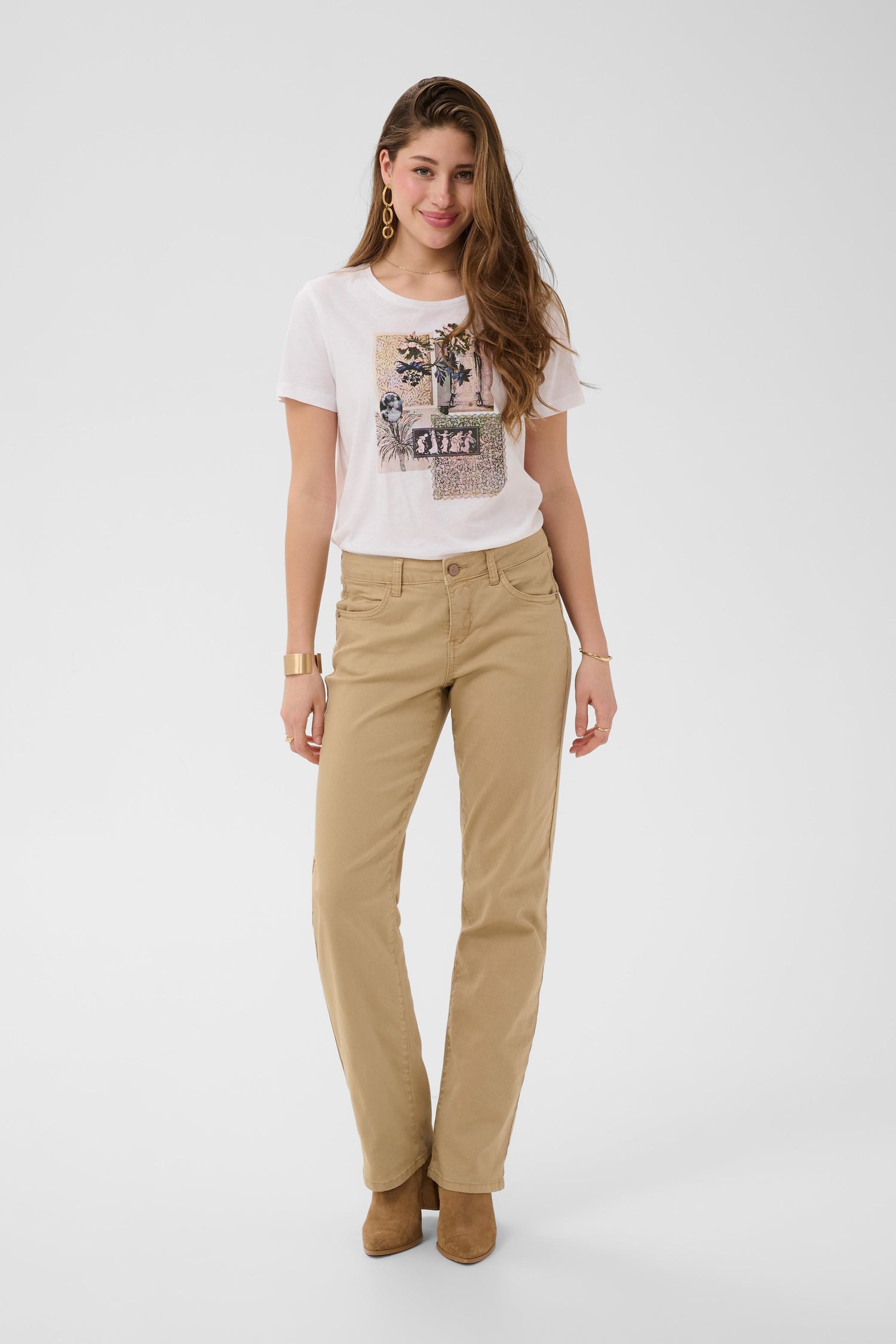 Cream Sophia Twill Pant- Coco Fit