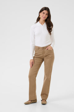 Cream Sophia Twill Pant- Coco Fit