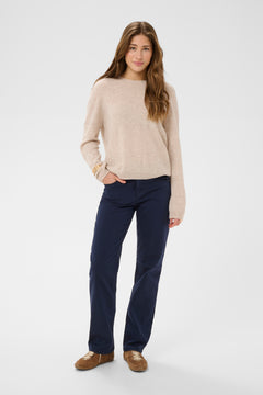 Cream Sophia Twill Pant- Coco Fit