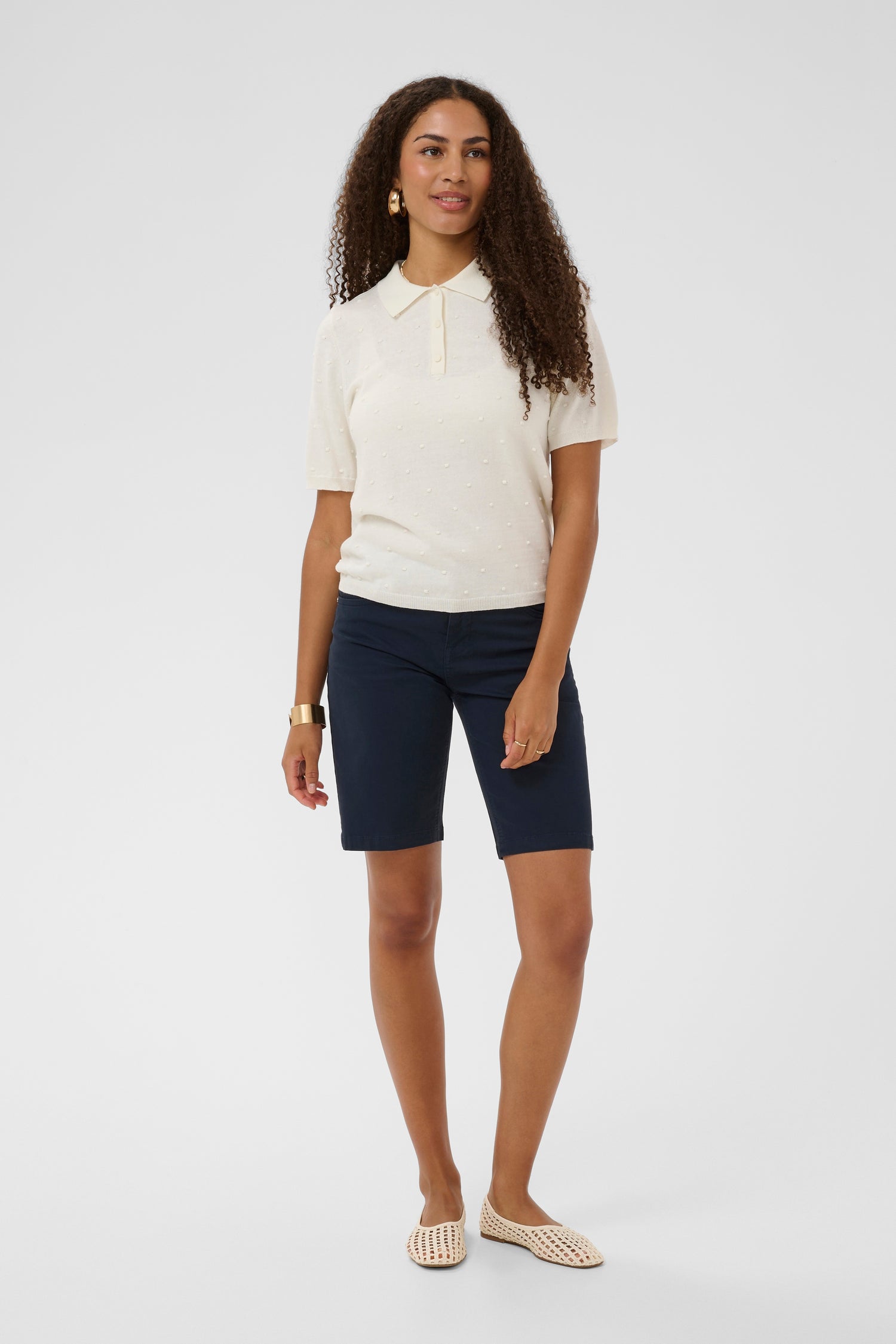 Cream Berta Twill Shorts Coco Fit