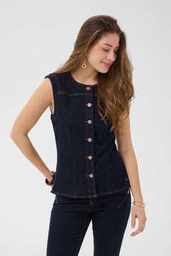 Cream Damy Denim Waistcoat