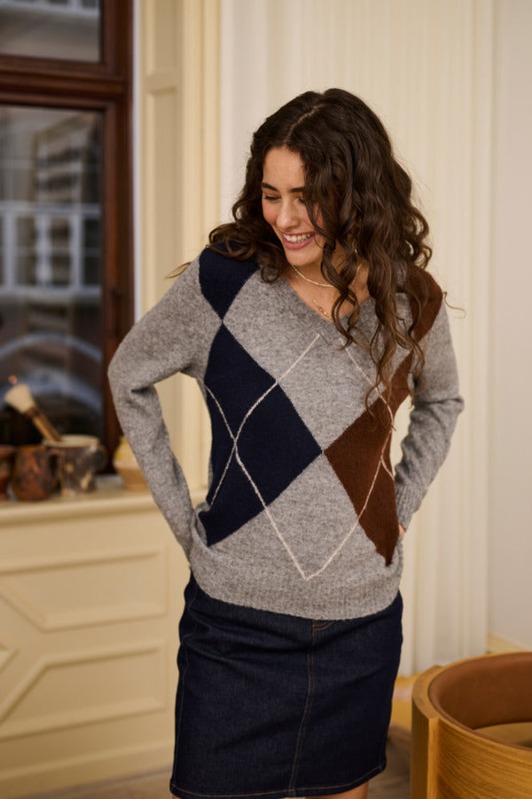 Cream Hope Argyle Pullover