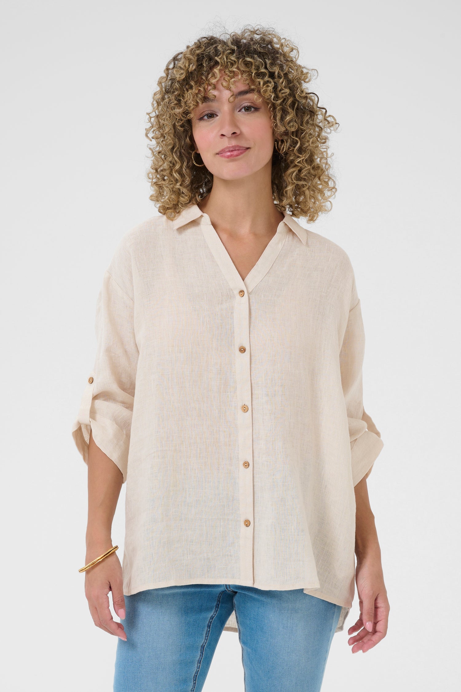 Cream Bellis Linen Shirt