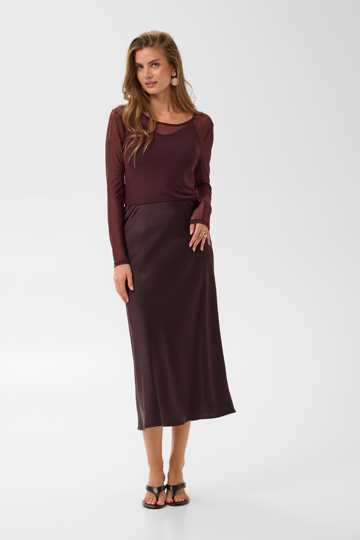 Cream Cocamia Sateen Skirt (Fudge)