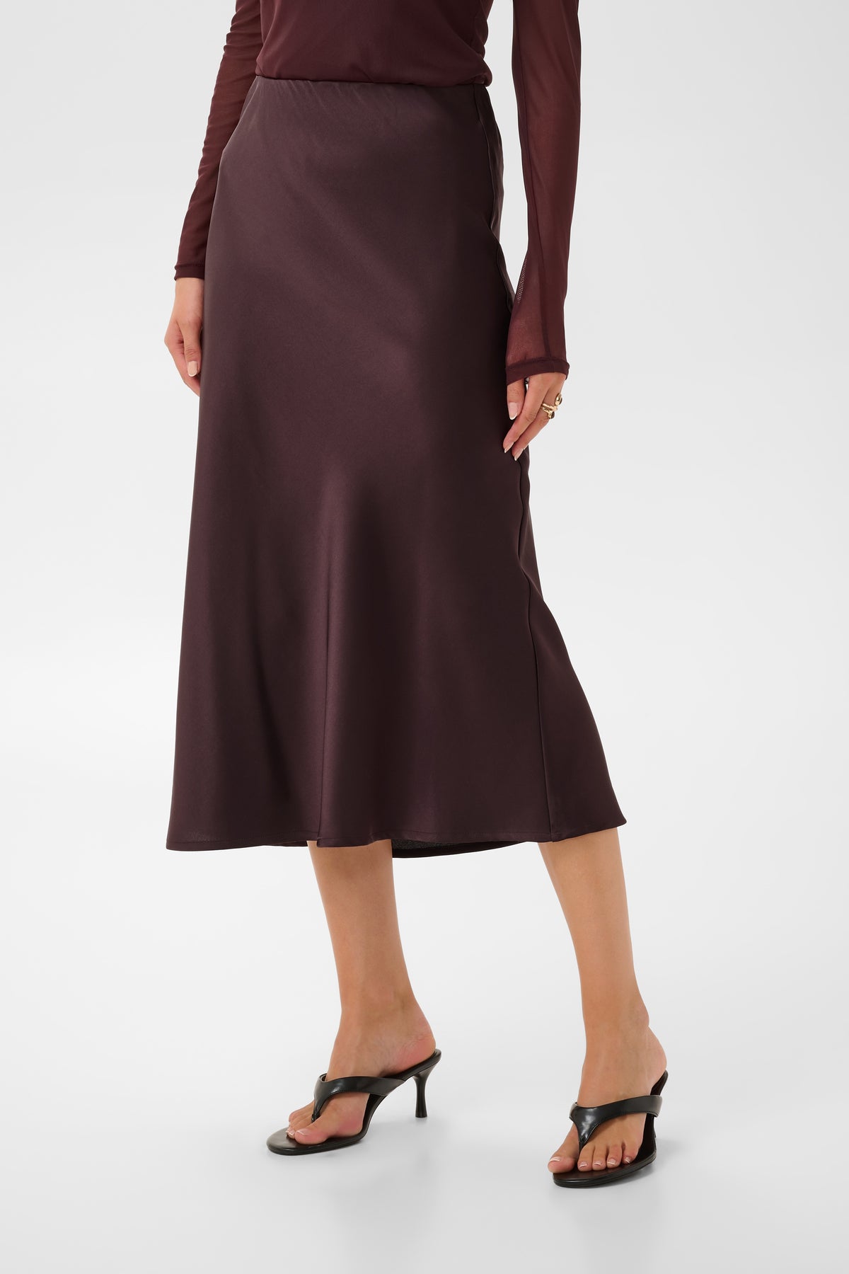 Cream Cocamia Sateen Skirt (Fudge)