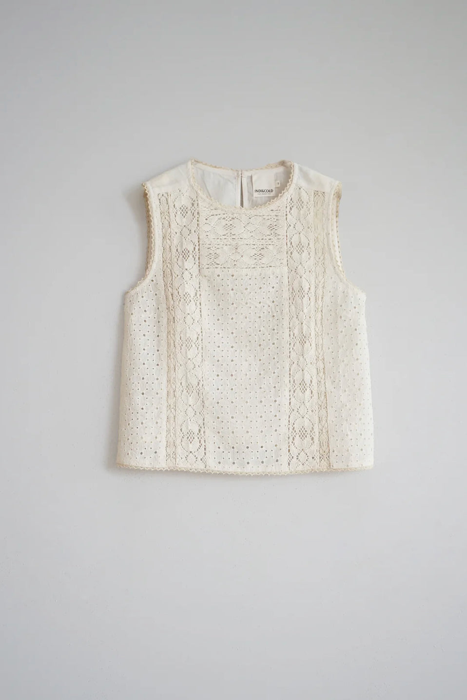 Indi & Cold Sleeveless Embroidered Blouse
