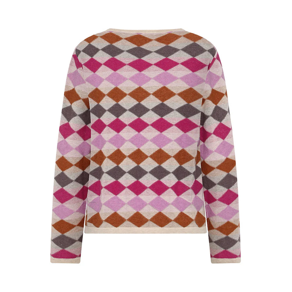 Mansted Cotton Dobbie Long Sleeve Argyle Sweater