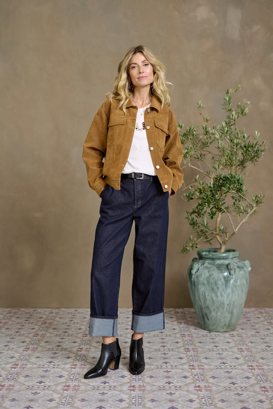 Cream Visti Straight Leg Denim Trouser