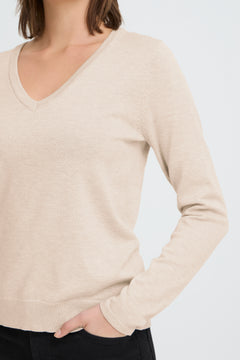 Ichi Luls V-Neck Long Sleeve Sweater
